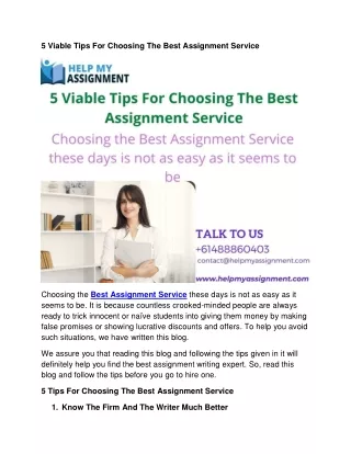 5 viable tips for choosing the best assignment