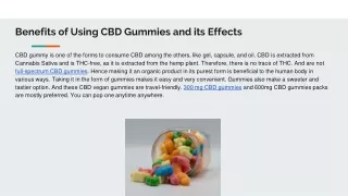 Benefits of Using CBD Gummies and its Effects