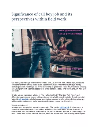significance of call boy job and its perspectives