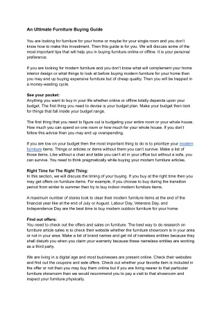 An Ultimate Furniture Buying Guide