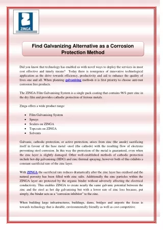 Find Galvanizing Alternative as a Corrosion Protection Method