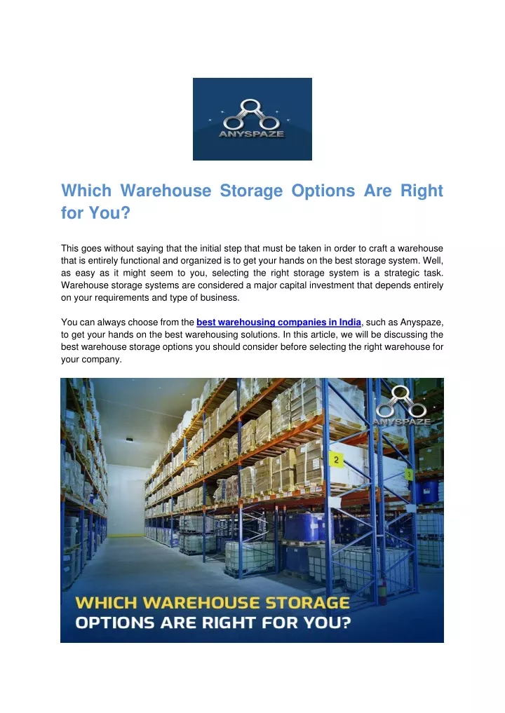 which warehouse storage options are right for you