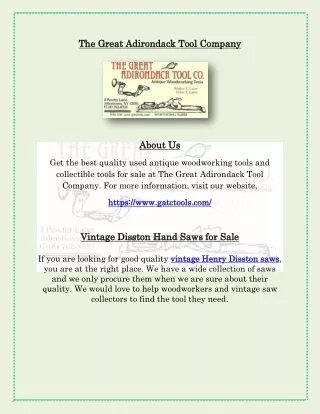 Vintage Disston Hand Saws for Sale