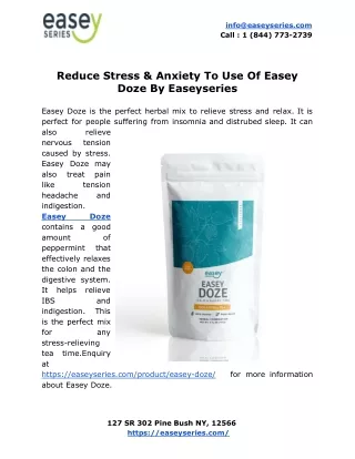 Reduce Stress & Anxiety To Use Of Easey Doze By Easeyseries