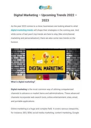 Digital Marketing – Upcoming Trends 2022 – 2023