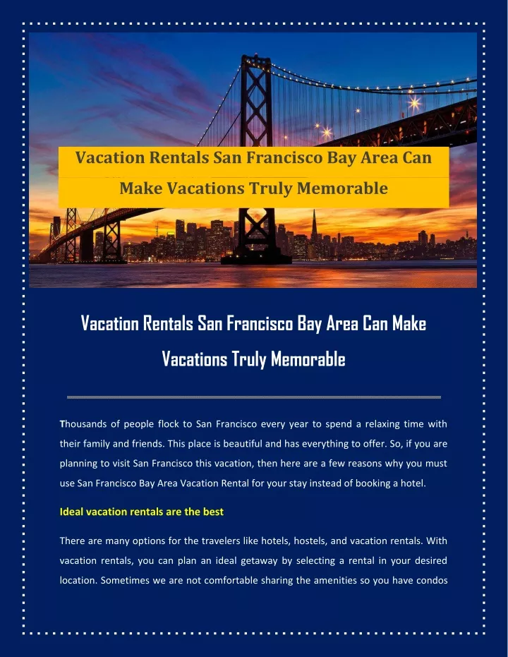 vacation rentals san francisco bay area can