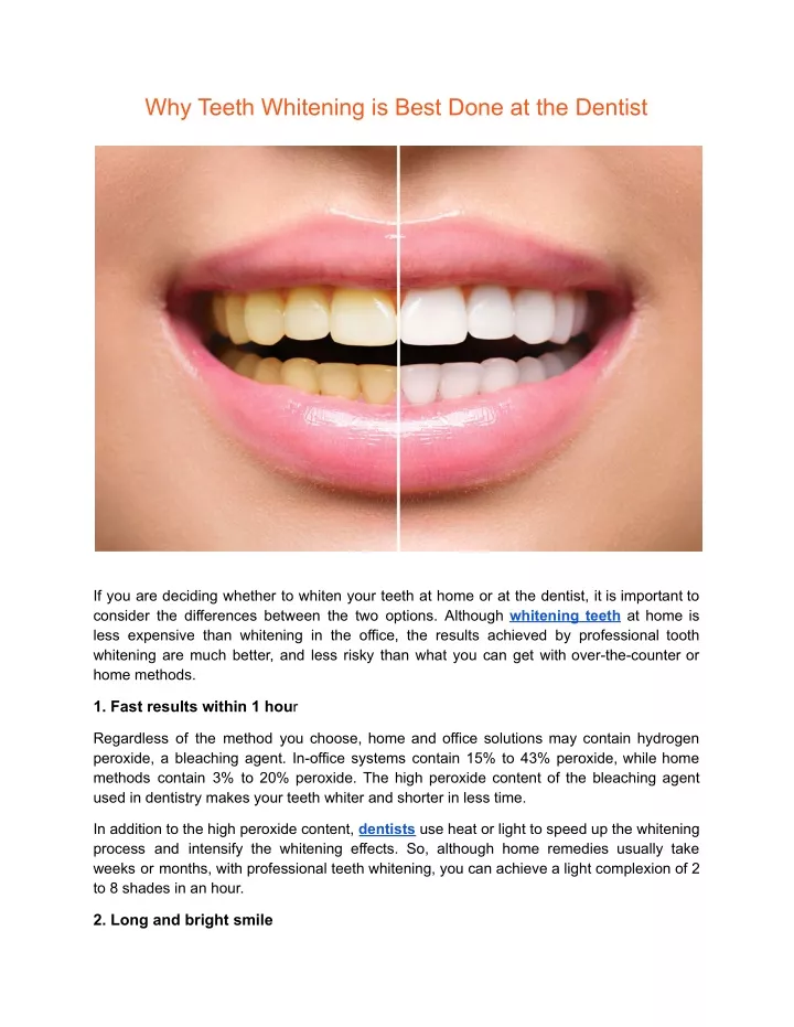 why teeth whitening is best done at the dentist