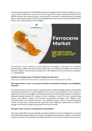 Ferrocene Market Will Witness Substantial Growth in the Upcoming years by 2027