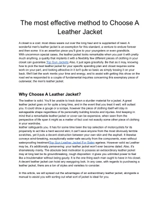 the most effective method to choose a leather