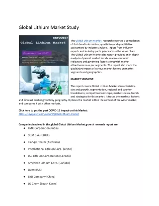 global lithium market study