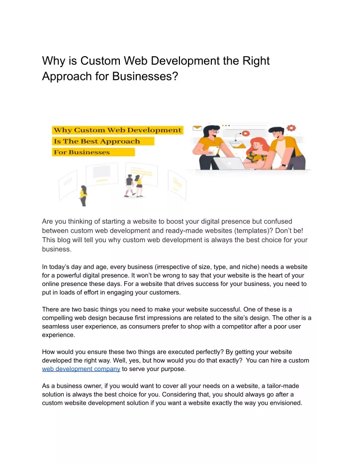 why is custom web development the right approach