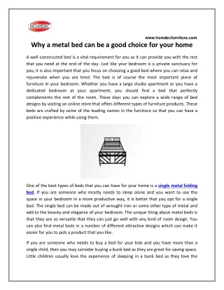 Why a metal bed can be a good choice for your home