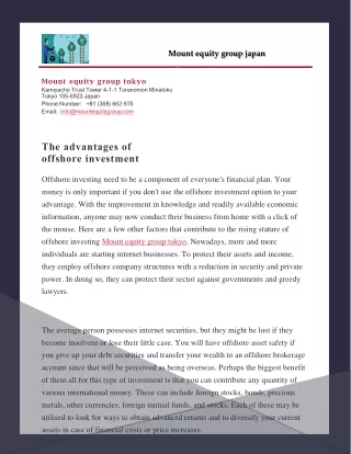 mount equity group japan