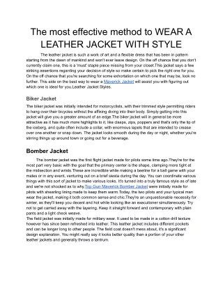 the most effective method to wear a leather