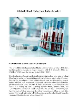 global blood collection tubes market