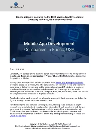 biz4solutions is declared as the best mobile