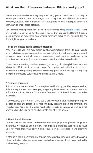 What are the differences between Pilates and yoga?