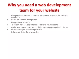 Why you need a web development team for website