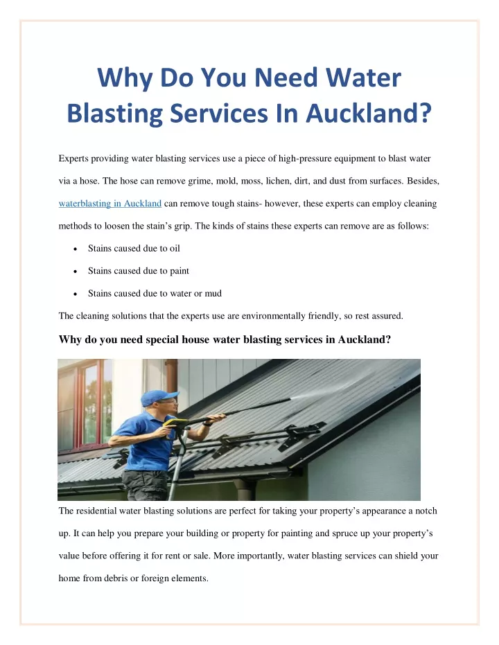 why do you need water blasting services