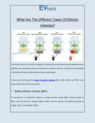 What Are The Different Types Of Electric Vehicles