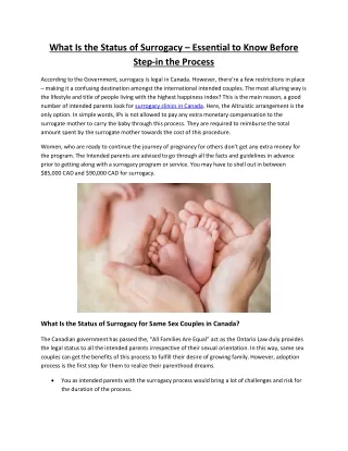 What Is the Status of Surrogacy – Essential to Know Before Step-in the Process