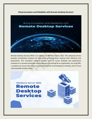 bring innovation and reliability with remote