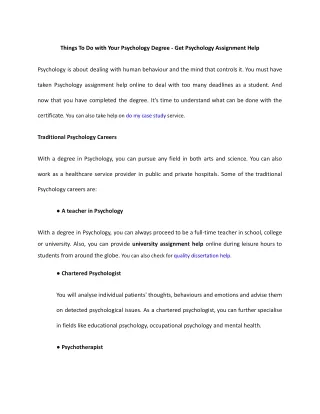 things to do with your psychology degree