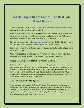 single player board games the best solo board