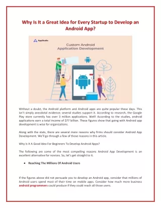 Why Is It a Great Idea for Every Startup to Develop an Android App