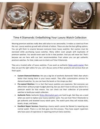 Time 4 Diamonds Embellishing Your Luxury Watch Collection