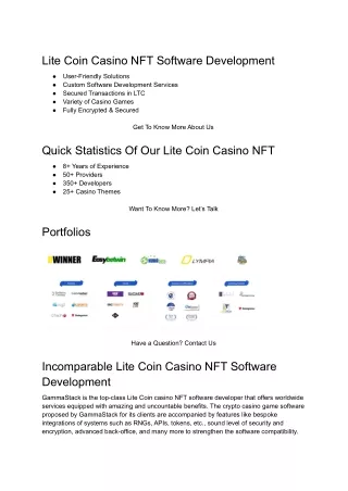 lite coin casino nft software development