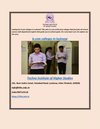 B.com Colleges In Lucknow  Tihs.edu.in