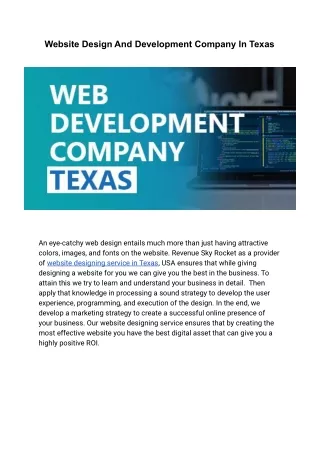 Website Design And Development Company In Texas