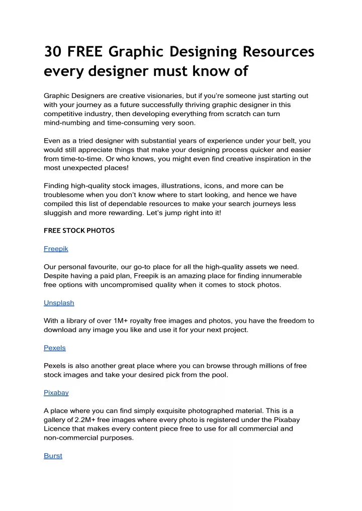 PPT - Graphic Designing Resources every designer must know of (1 ...