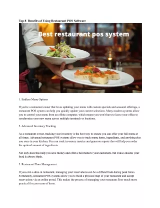 top 8 benefits of using restaurant pos software