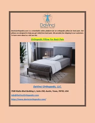 Orthopedic Pillow For Back Pain  Davinciorthopedics.com