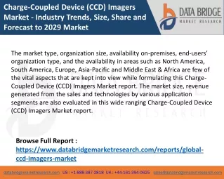 Charge-Coupled Device (CCD) Imagers Market - Industry Trends, Size, Share and Forecast to 2029 Market