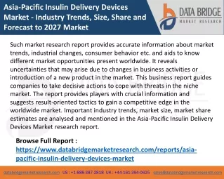 Asia-Pacific Insulin Delivery Devices Market  - Industry Trends, Size, Share and Forecast to 2027 Market