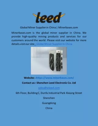 global miner supplier in china minerbases com
