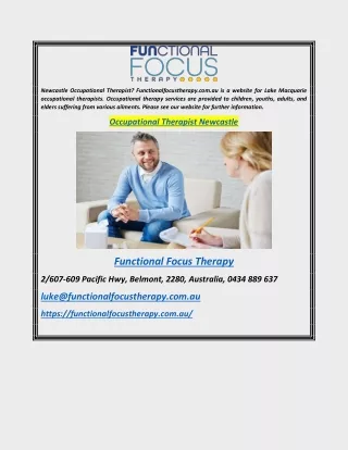Occupational Therapist Newcastle  Functionalfocustherapy.com.au