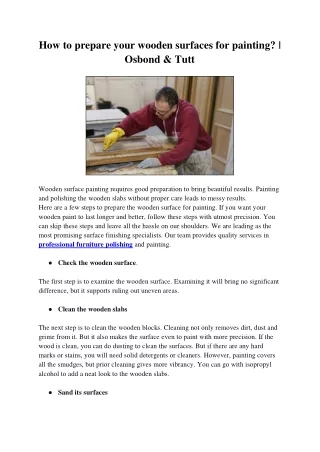 How to prepare your wooden surfaces for painting | Osbond & Tutt