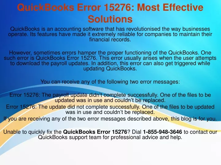 quickbooks error 15276 most effective solutions