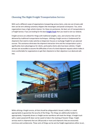 choosing the right freight transportation service