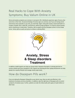 Real Hacks to Cope With Anxiety Symptoms_ Buy Valium Online in UK