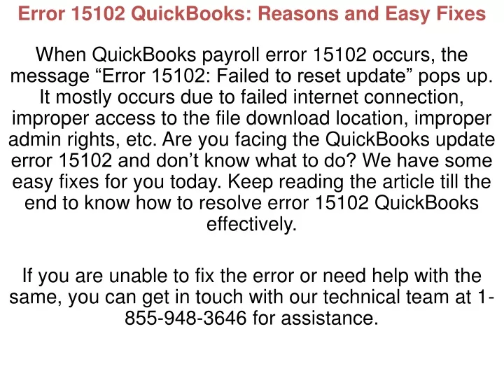 error 15102 quickbooks reasons and easy fixes