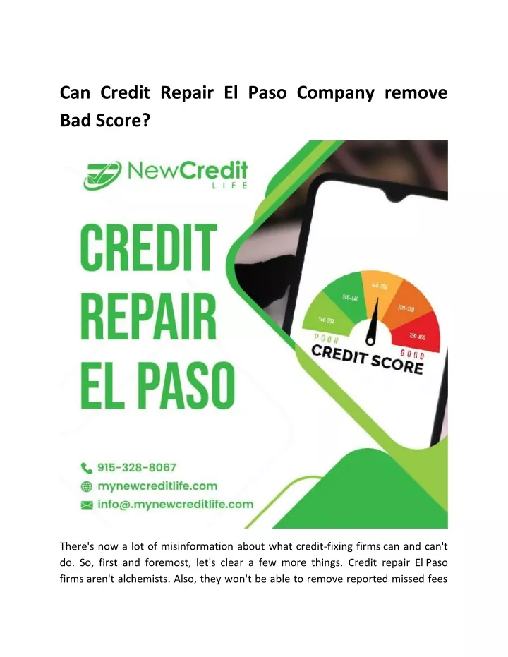can credit repair el paso company remove bad score