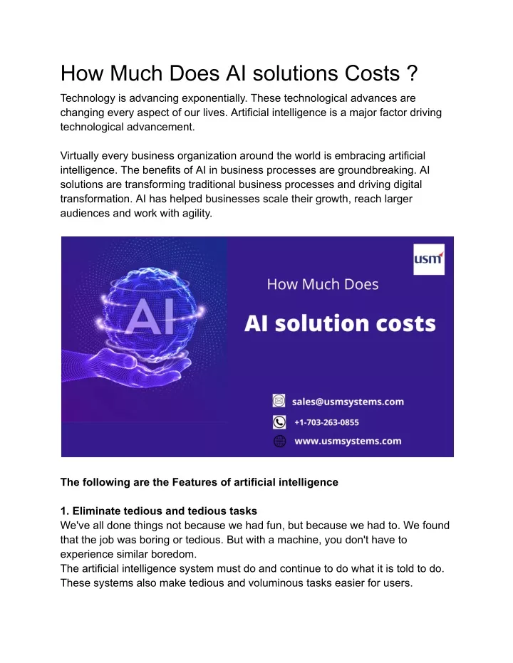 how much does ai solutions costs