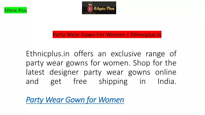 party wear gown for women ethnicplus in