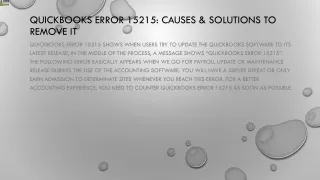 quickbooks error 15215 causes solutions to remove it