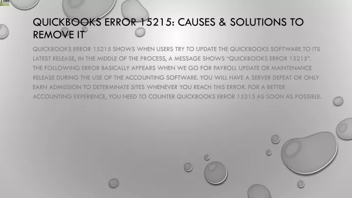 quickbooks error 15215 causes solutions to remove it